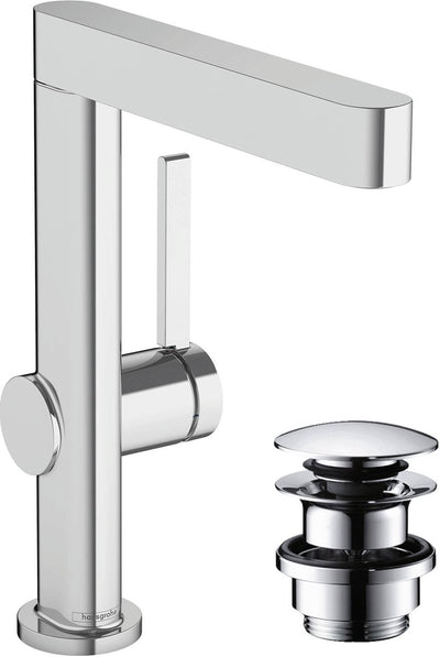 Hansgrohe finoris - wastafelmengkraan - ééngreeps bediening - met afvoerplug - 230mm - draaibare uitloop - chroom
