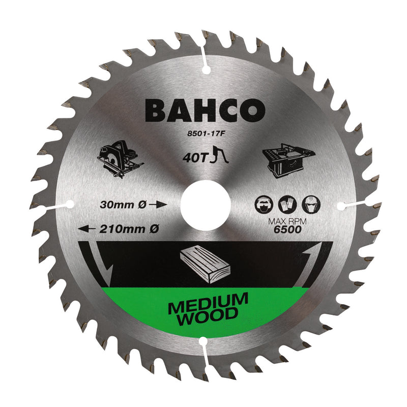 Bahco cirkelzaagblad | hardmetaal tanden | voor draagbare machines | fijne vertanding | voor hout | 60 tpi | 30 mm x 190 mm - 8501-190-30-60xf