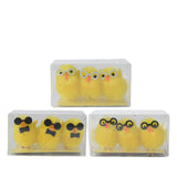 Decoris kuiken chenille met bril 3-delig 3x3x4cm 3 assorti - afbeelding 1