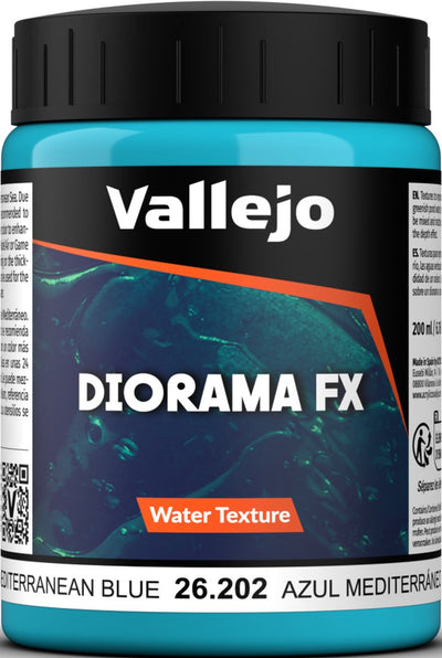 Vallejo modelbouwdecoratie - 26202 water textures 202 - mediterraan blauw - 200ml effecten potje