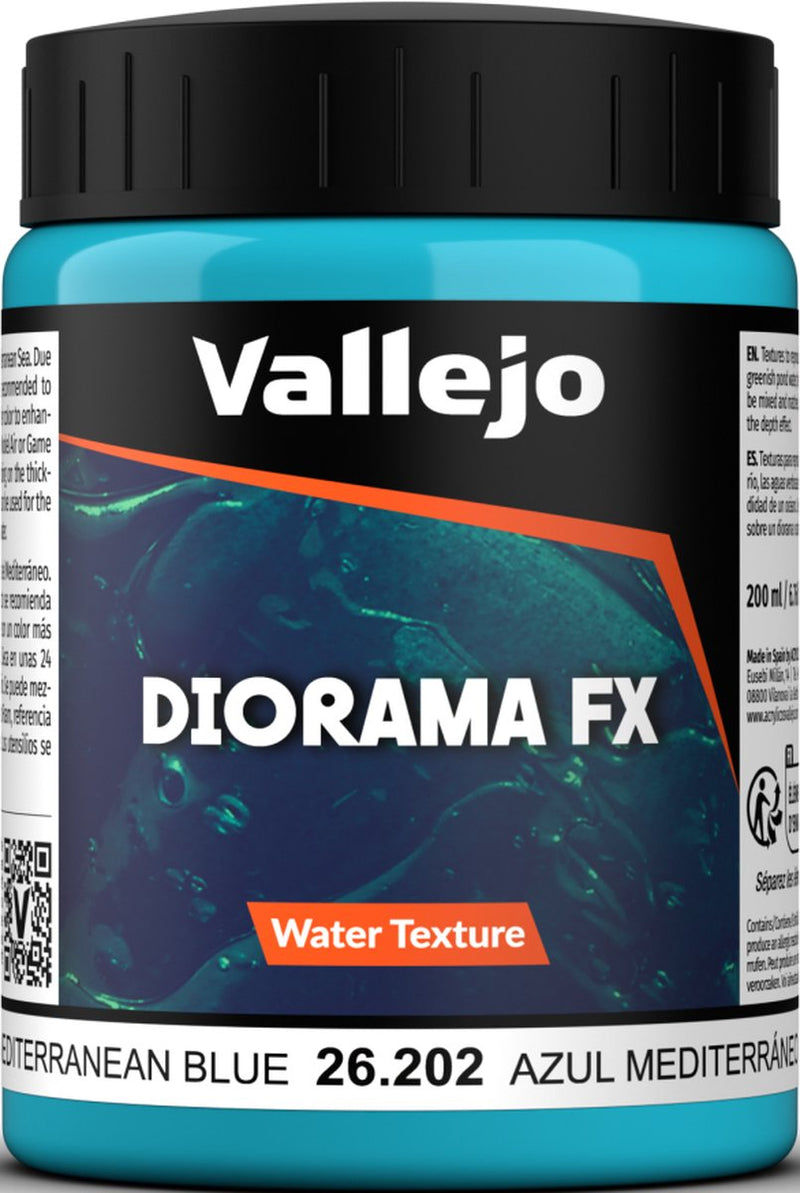 Vallejo modelbouwdecoratie - 26202 water textures 202 - mediterraan blauw - 200ml effecten potje