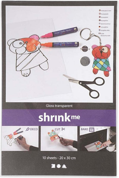 Creativ company krimpfolie transparant glans 20x30cm, 10st.