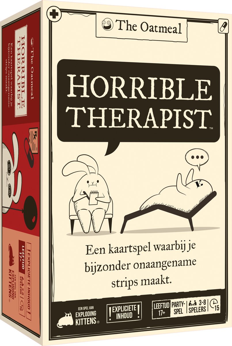 Exploding kittens horrible therapist – fout, grappig hilarisch partyspel voor volwassenen - nederlandstalig