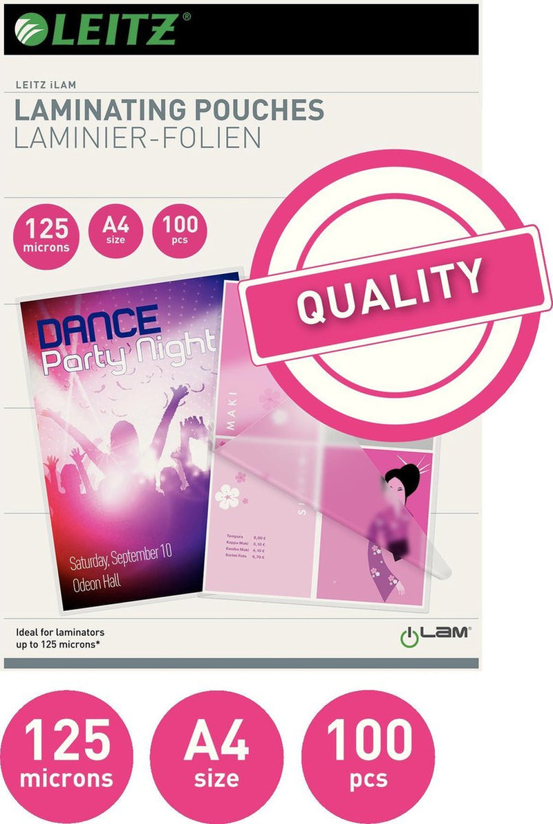 Leitz lamineerhoezen - a4 - 125 micron - 100 stuks