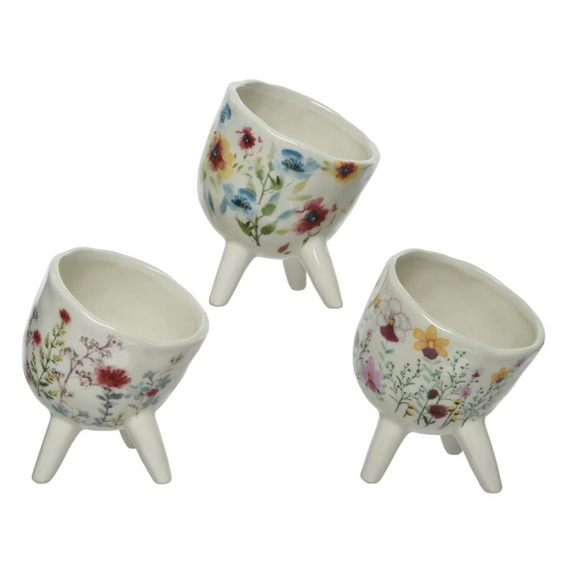 Decoris bloempot dolomiet h11,4cm m.bloemmotief