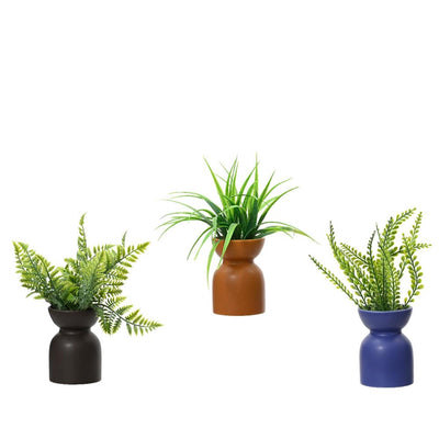 Decoris kunstplant groen h23cm 3 assorti