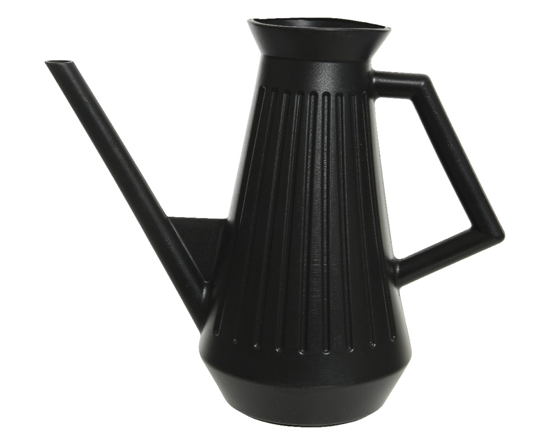 Decoris gieter kunststof 1,8 liter l29-w14-h24.5cm zwart ribbel