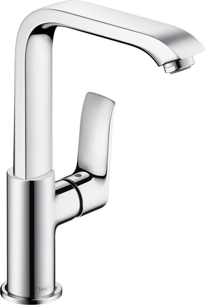 Hansgrohe metris ééngreeps wastafelmengkraan 230 hoge uitloop en push-open afvoergarnituur - voorsprong uitloop 155 mm