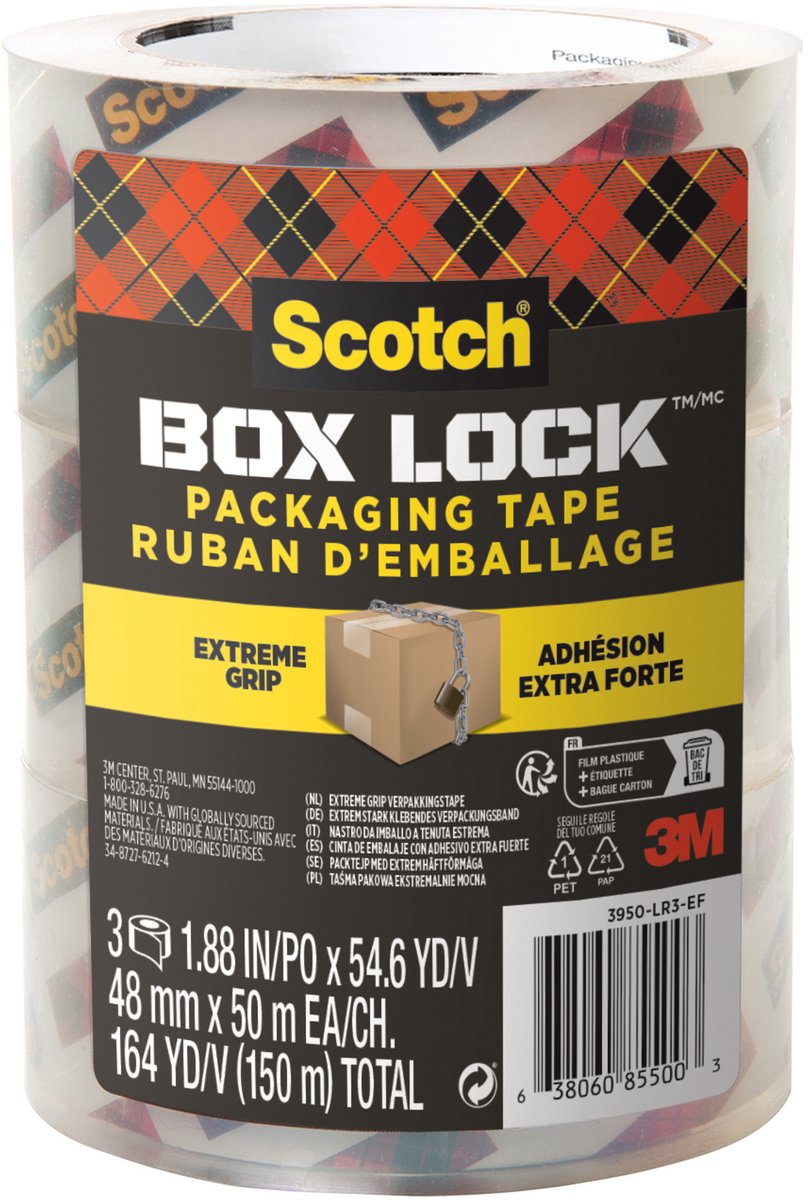 Scotch verpakkingstape box lock 3950-ef 3 stuk