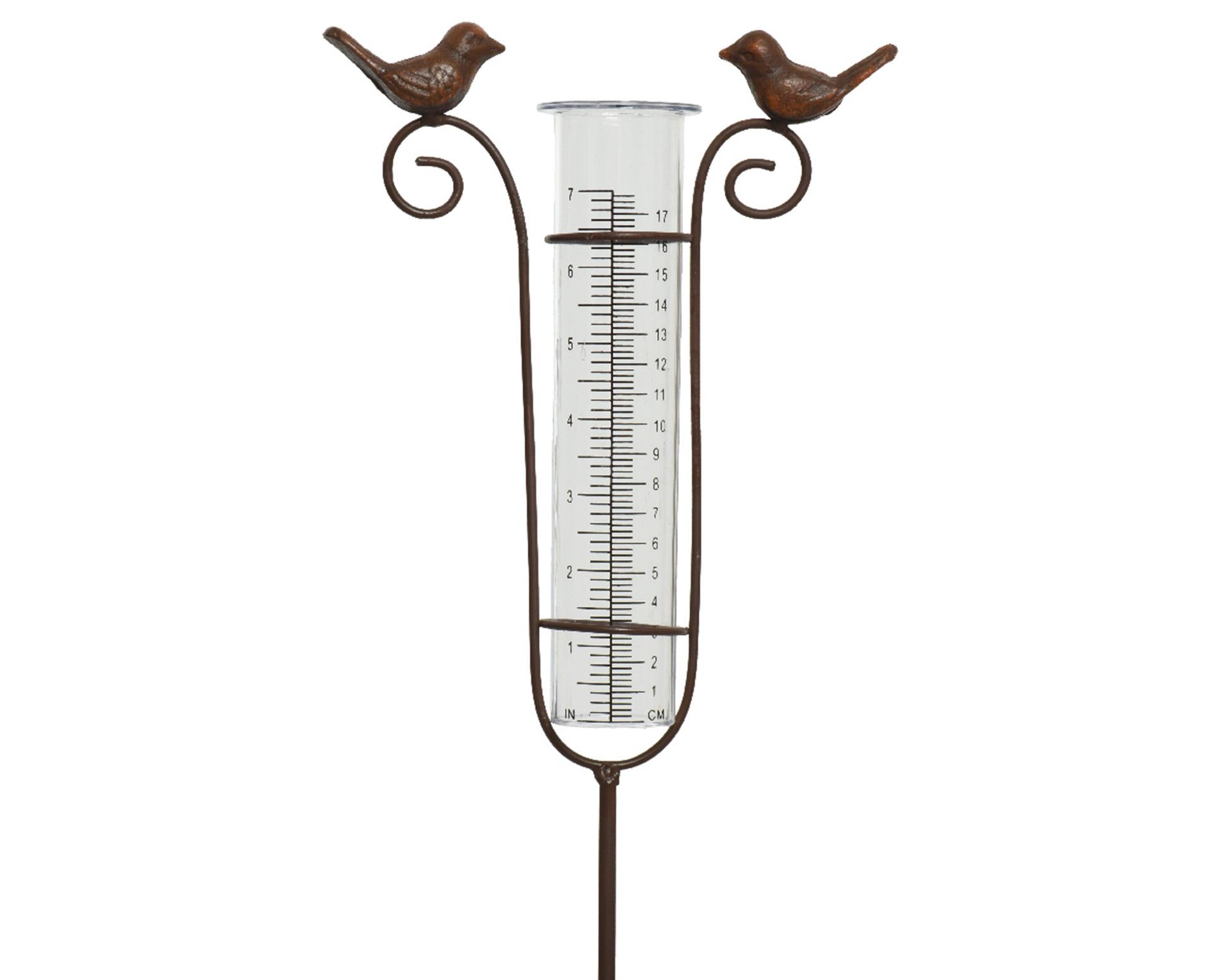 Decoris regenmeter met vogels van polyresin l18-w5-h115cm bruin