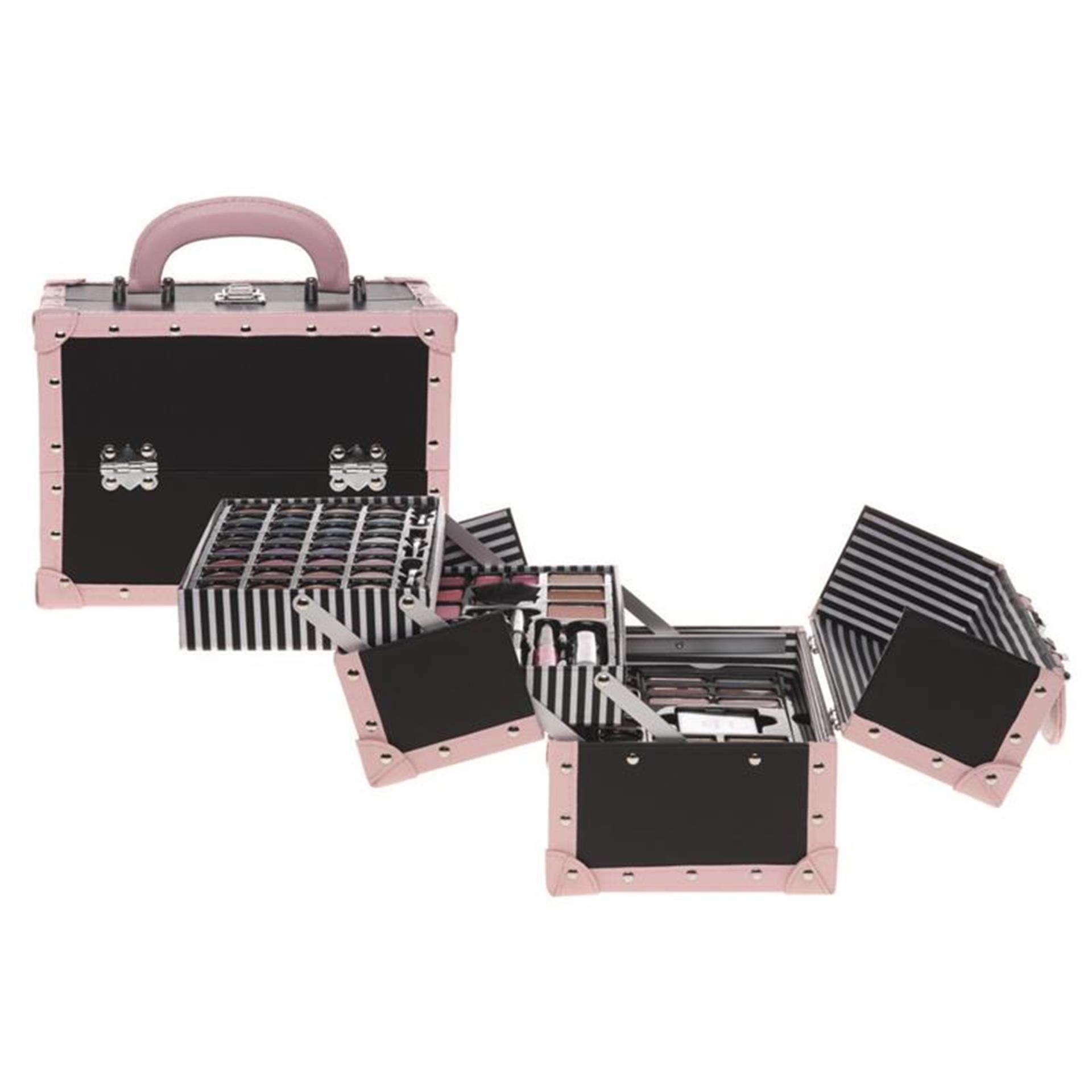 Casuelle make-up koffer roze zwart