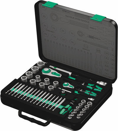 Wera 8100 sa sc 2 zyklop doppenset gereedschapsset (zwart groen, 43-delig, snelheidsratel met draaibare kop)