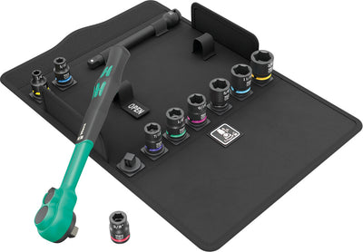Wera 8100 sb 13 zyklop comfort ratelset gereedschapsset (zwart groen, omschakelpal, 3 8 aandrijving, imperial, 11‑delig)