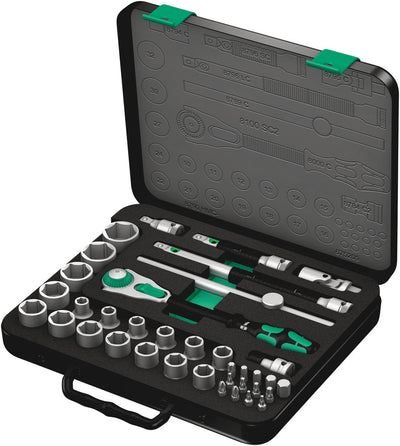 Wera 8100 sc 2 zyklop speed-ratelset, 1 2 , 37‑delig gereedschapsset (zwart groen, snelheidsratel met draaibare kop)