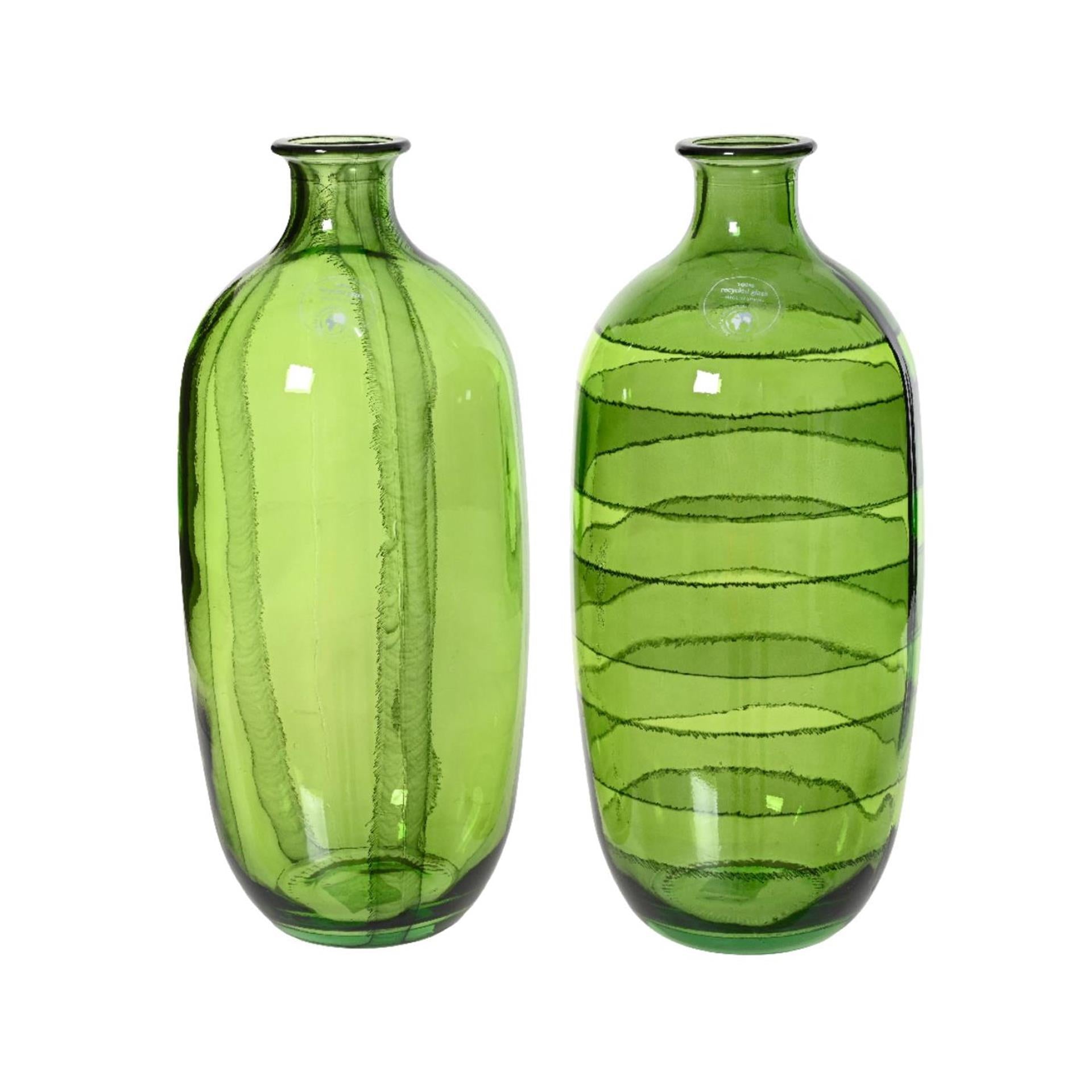 Decoris vaas recycled glas ø13cmh31cm groen
