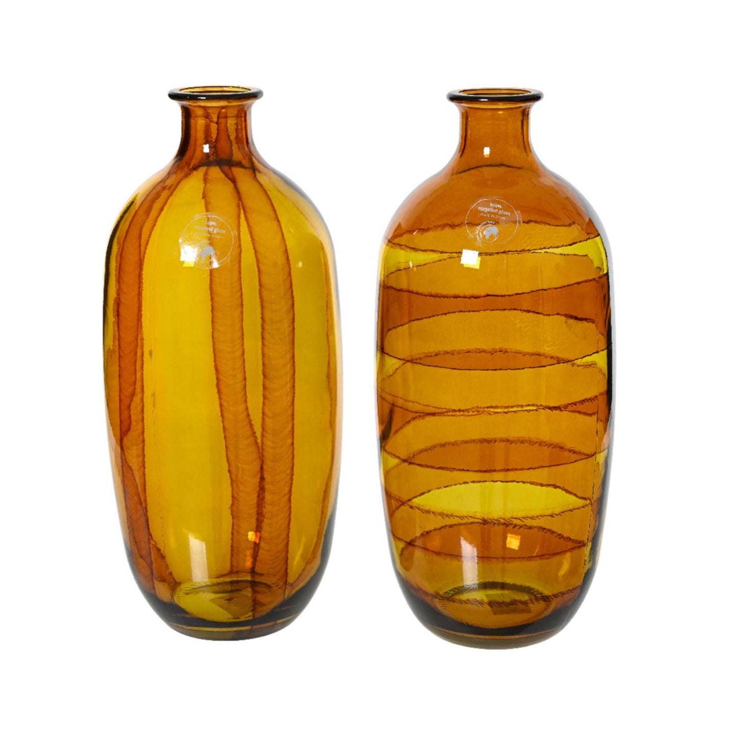 Decoris vaas recycled glas h31cm geel