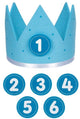 Goki verjaardagskroon blauw l59,5cm, met verwisselbare cijfers 1-6, vilt, 1+