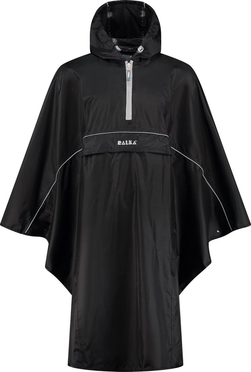 Ralka regenponcho waterdicht reflectie - zwart - volwassenen