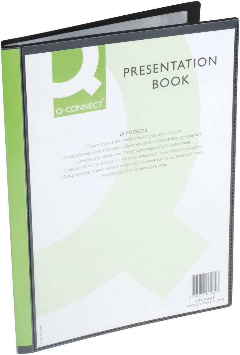Q-connect showalbum personaliseerbaar a4 20 tassen zwart 12 stuks
