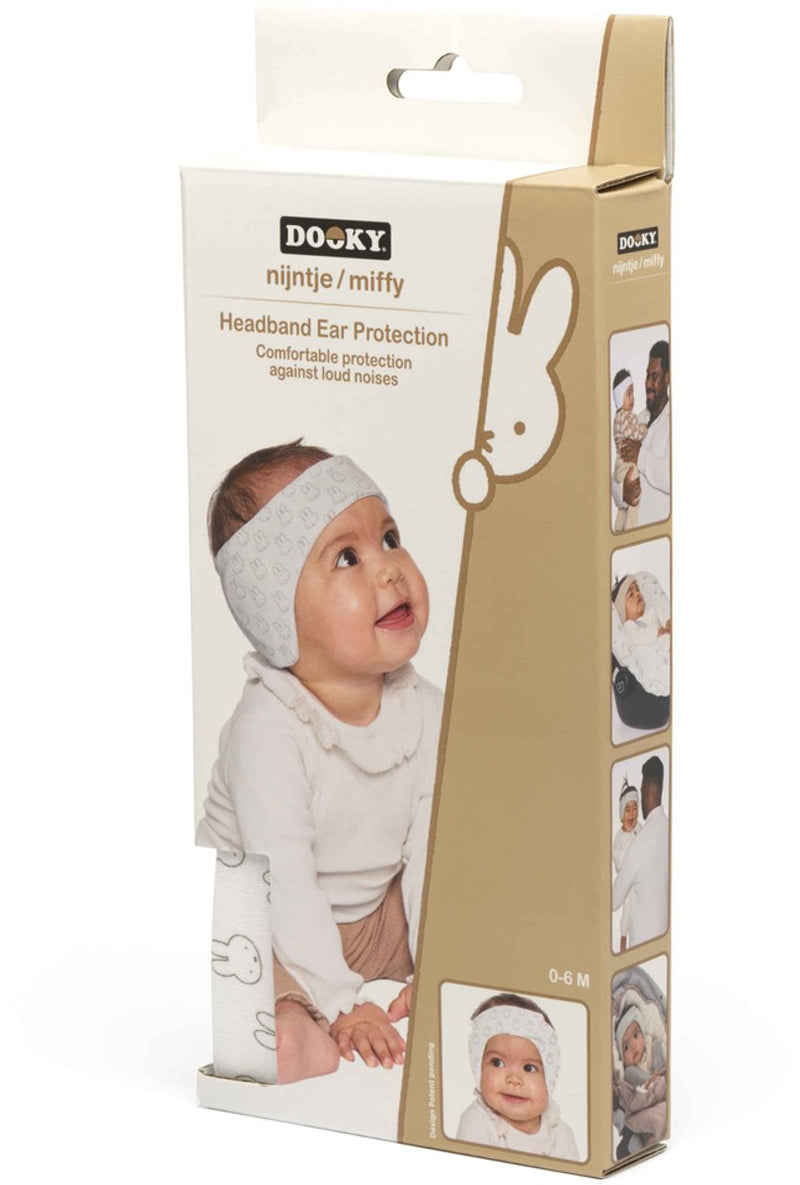 Dooky x nijntje baby gehoorbescherming – zachte verstelbare hoofdband – 0-6 maanden - wit – oeko-tex katoen – licht comfortabel
