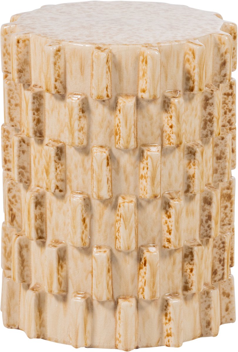 Woood axu decoratieve bijzettafel ø 35 cm - keramiek - zand - 45x35x35