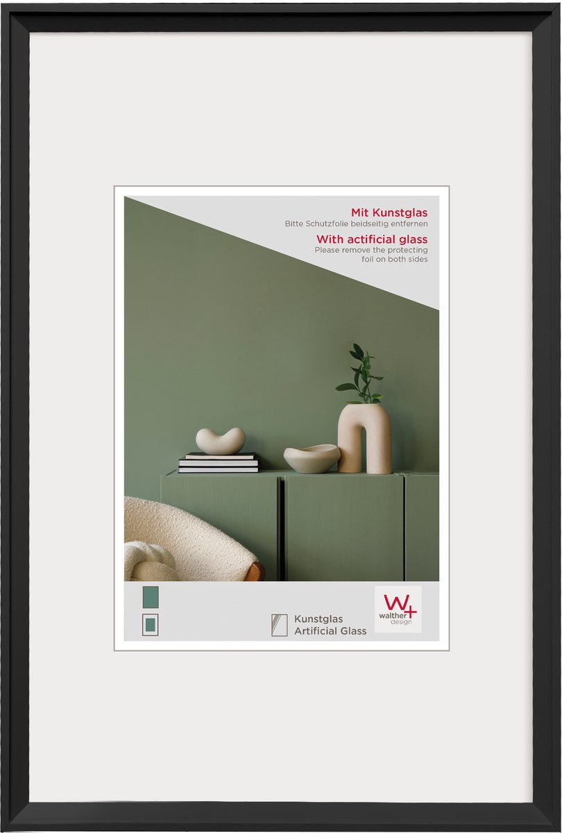 Walther desire - kunststof lijst - fotoformaat 40x60 cm - kunstglas - zwart