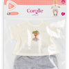 Corolle poppenoutfit t-shirt en korte broek babypop 36cm grijs.
