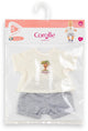 Corolle poppenoutfit t-shirt en korte broek babypop 36cm grijs.