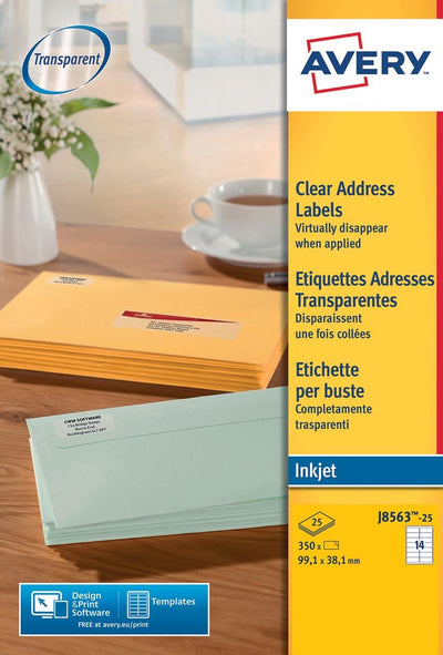 Avery huismerk j8563-25 inkjet etiket 99,1x38,1