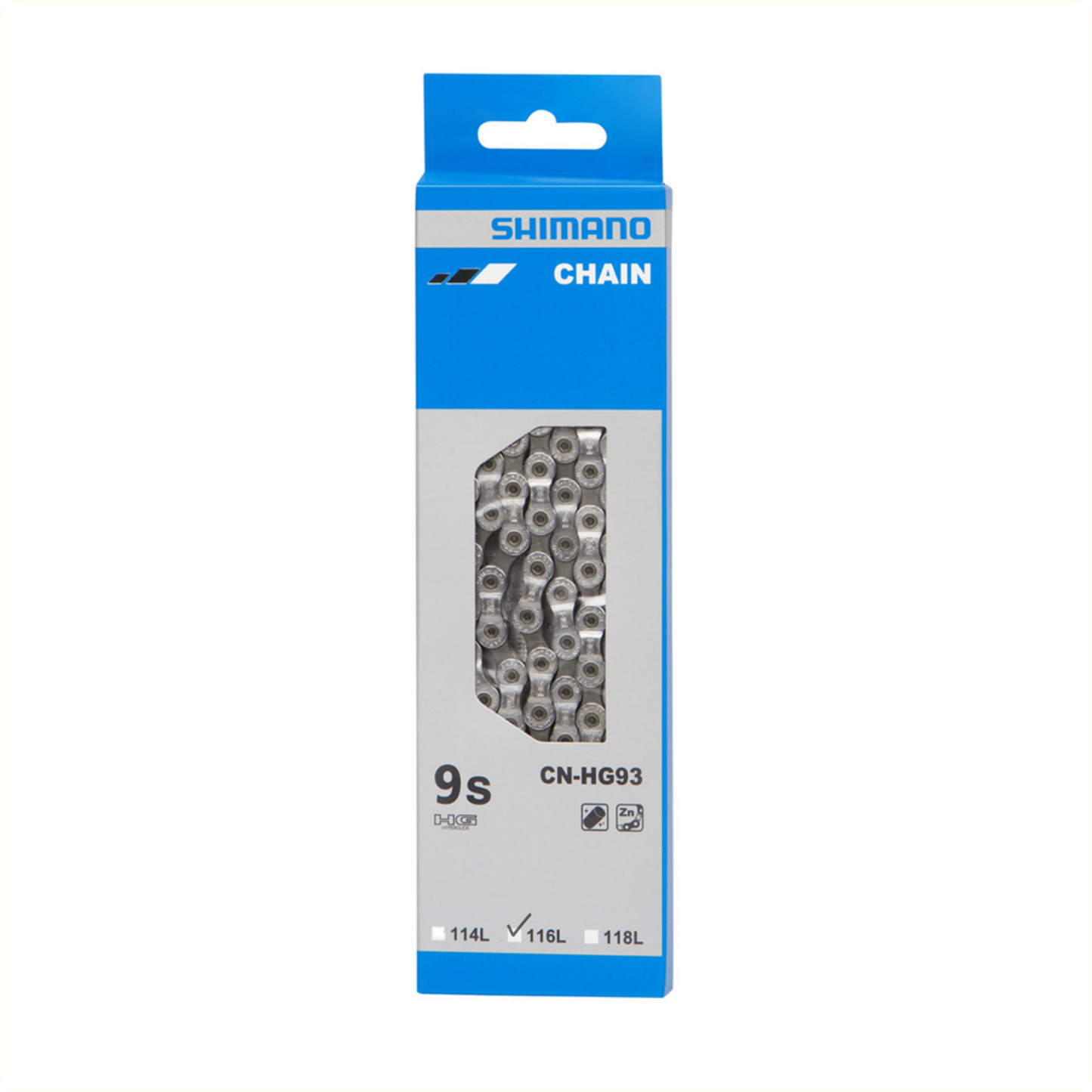 Shimano HG93 Ketting 9v - Duurzame, corrosiebestendige fietsketting voor MTB road - 116 schakels - Zwart