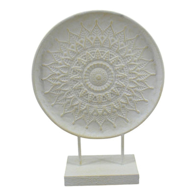 Mansion atmosphere decoratie ornament op voet metaal crã¨me 35x12x46,5cm