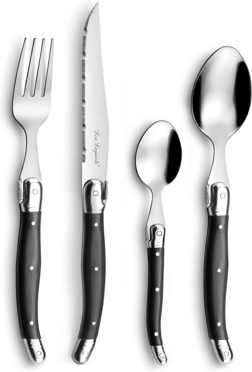 Lou laguiole - tradition - 24-delige bestekset - 6 personen - antraciet