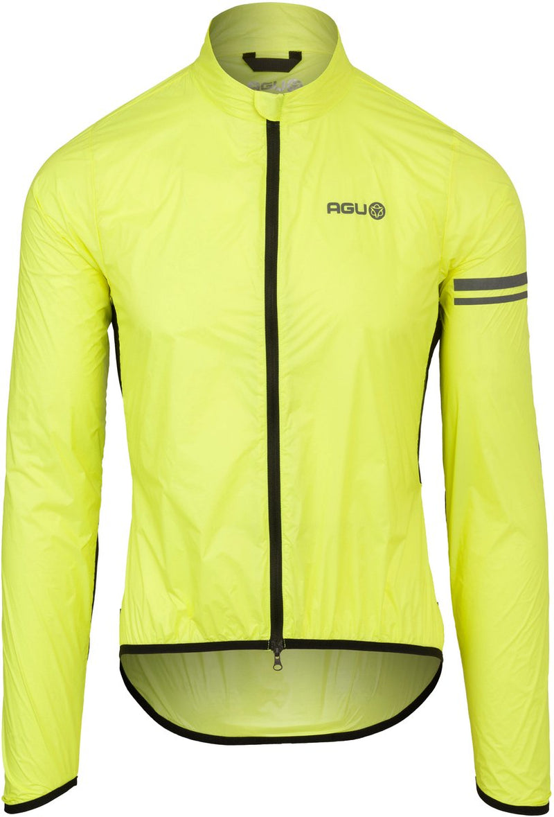 Agu essential - windjack - fietsjack - heren - geel - m - lichtgewicht - waterafstotend - opvouwbaar - reflecterend m