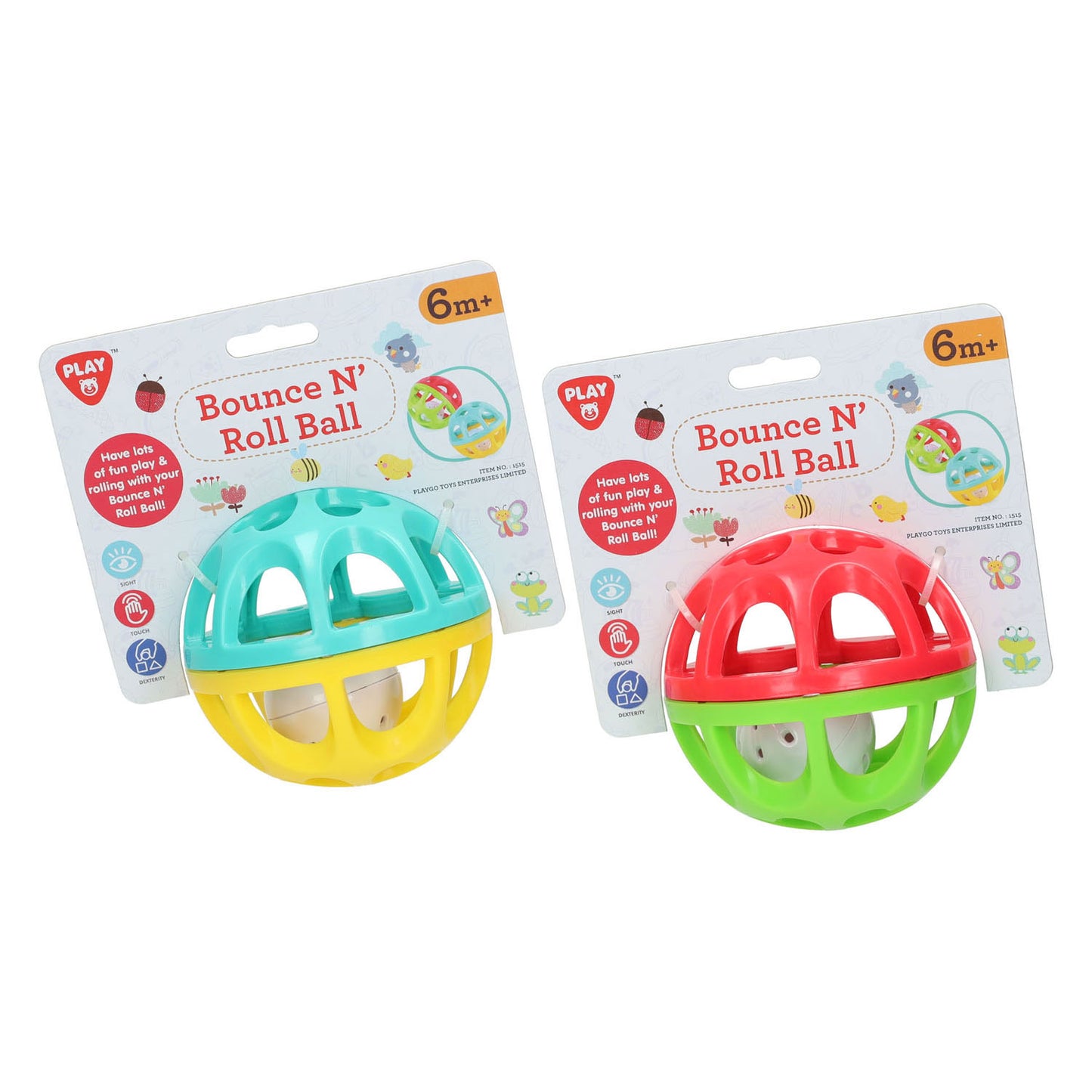 Playgo stuiter- en speelbal - buigzaam kunststof met geluid