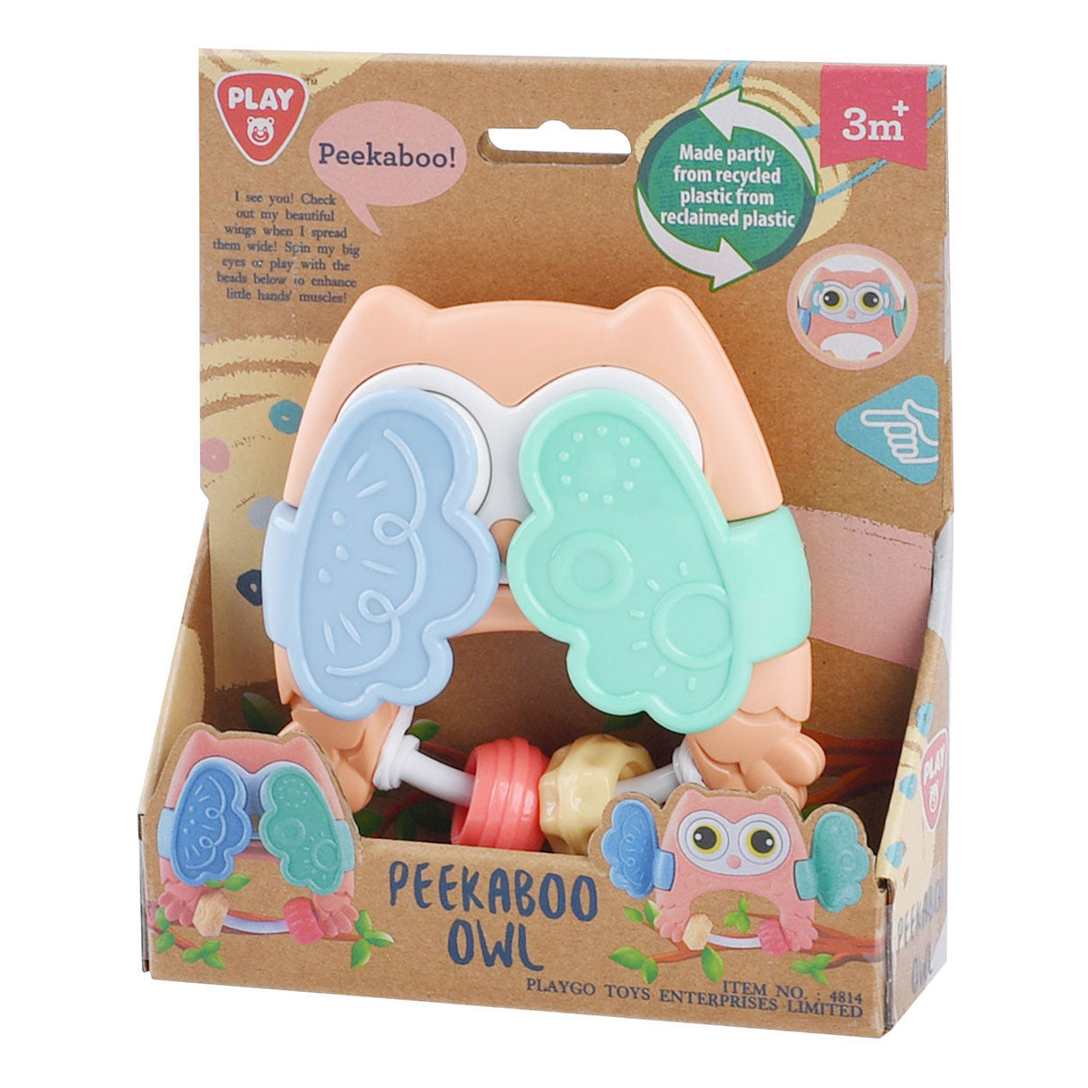Playgo peekaboo uil grijpring