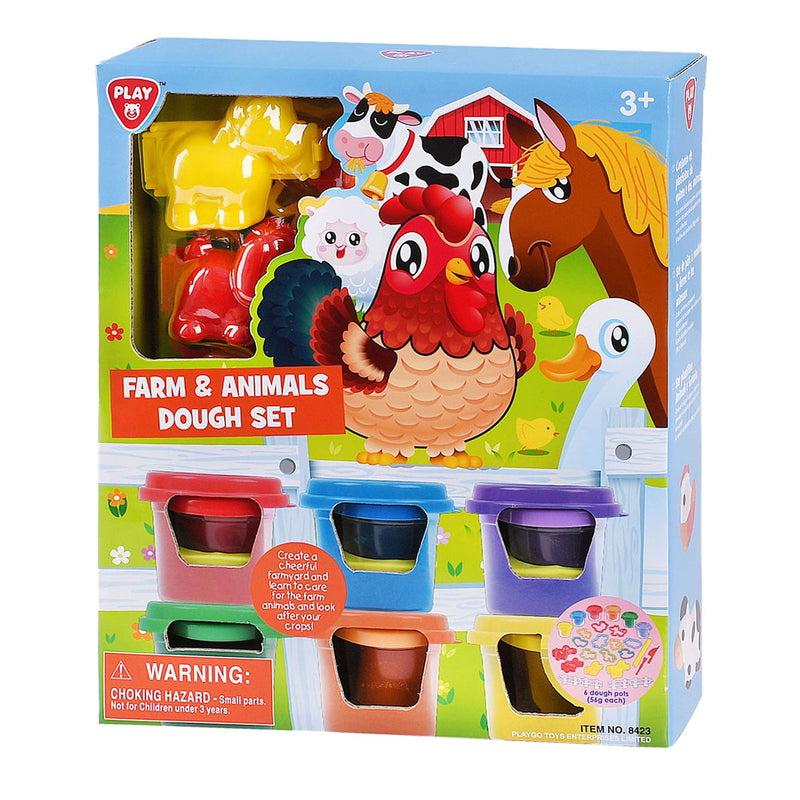 Playgo boerderij en dieren kleiset - 6 kleipotjes