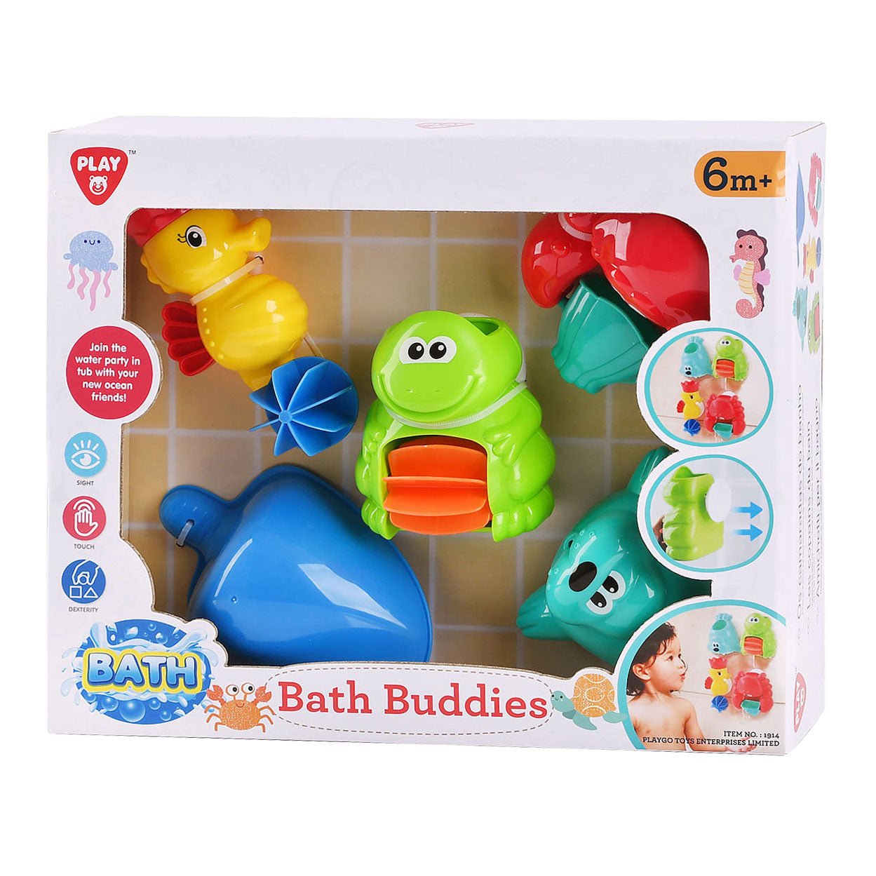 Playgo badspeelgoed zeedieren set voor baby's - kleurrijke badvriendjes.