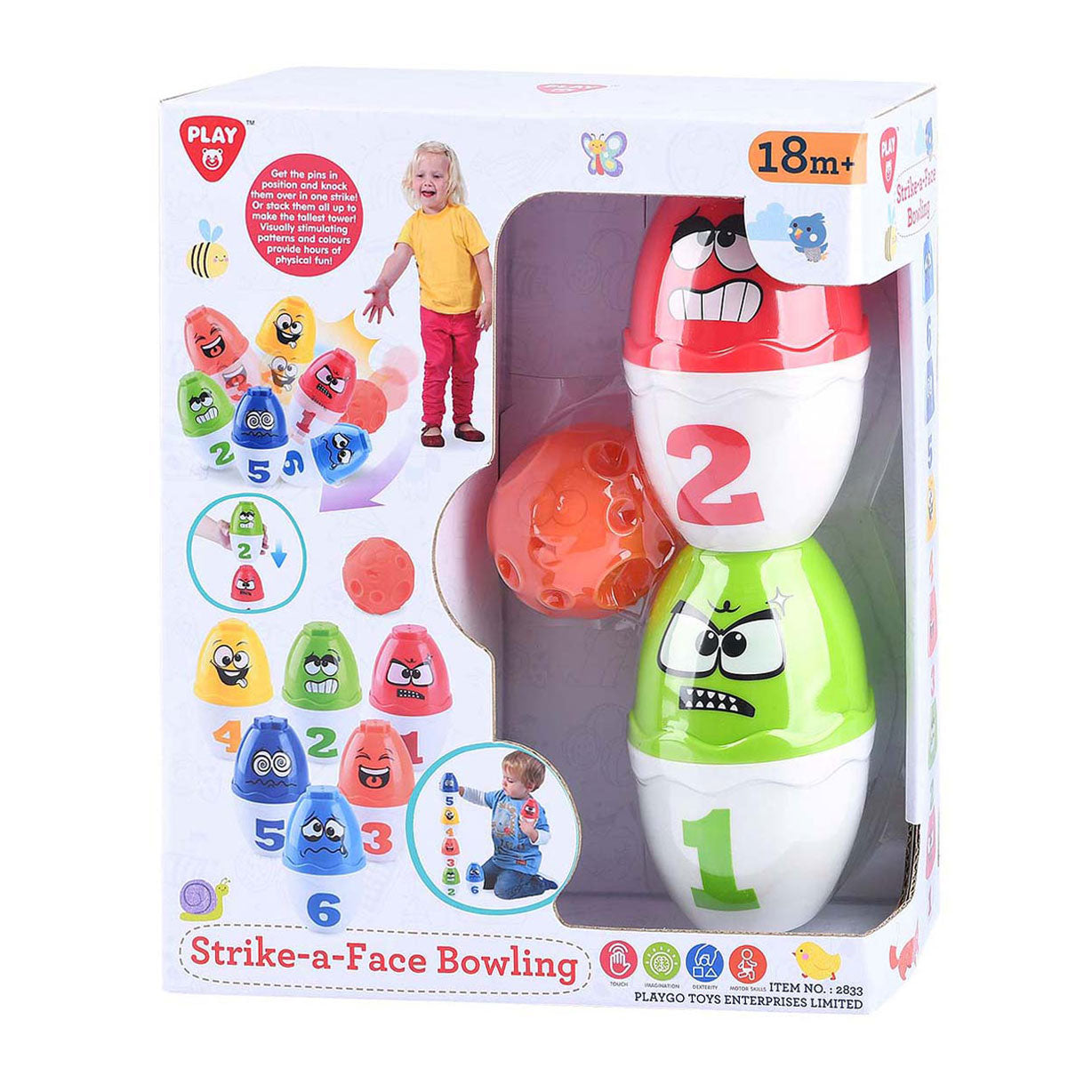 Playgo play bowling speelset gezichten, 13dlg.