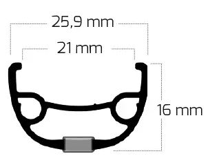 Ryde velg rival 21 disc 28 29 622 x 21c aluminium 36 gaats 14g - zwart