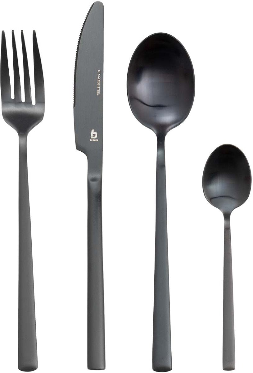 Bo-camp - industrial - bestekset - ballona - 16-delig - 4 personen - zwart