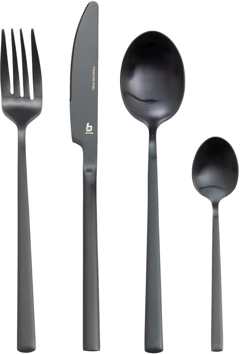 Bo-camp - industrial - bestekset - ballona - 16-delig - 4 personen - zwart