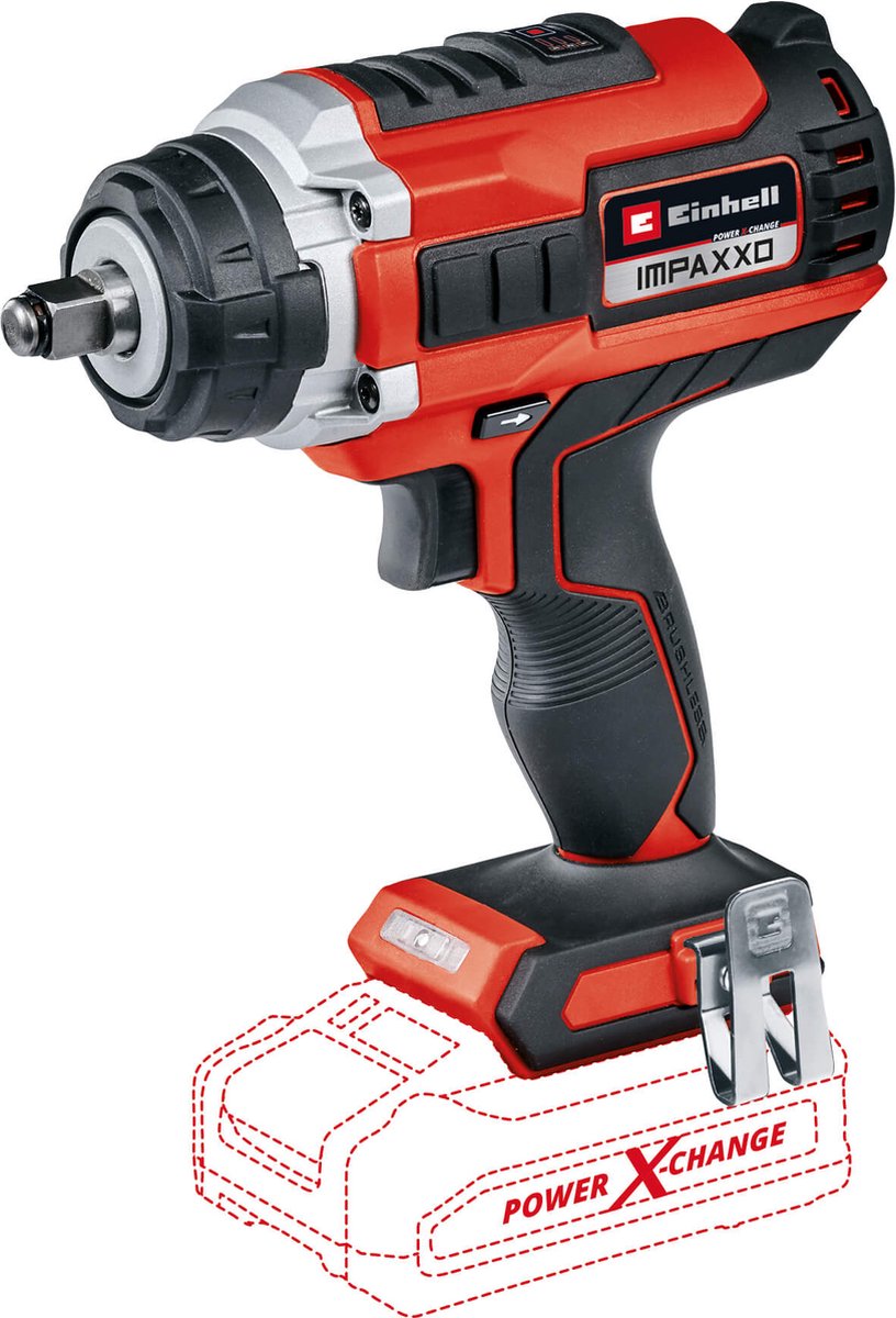 Einhell professional accu slagschroefmachine impaxxo 18 400 li solo - power x-change - 18 v li-ion - 400 nm - aandrijving met 3 versnellingen - koolborstelloze motor - excl. accu en lader
