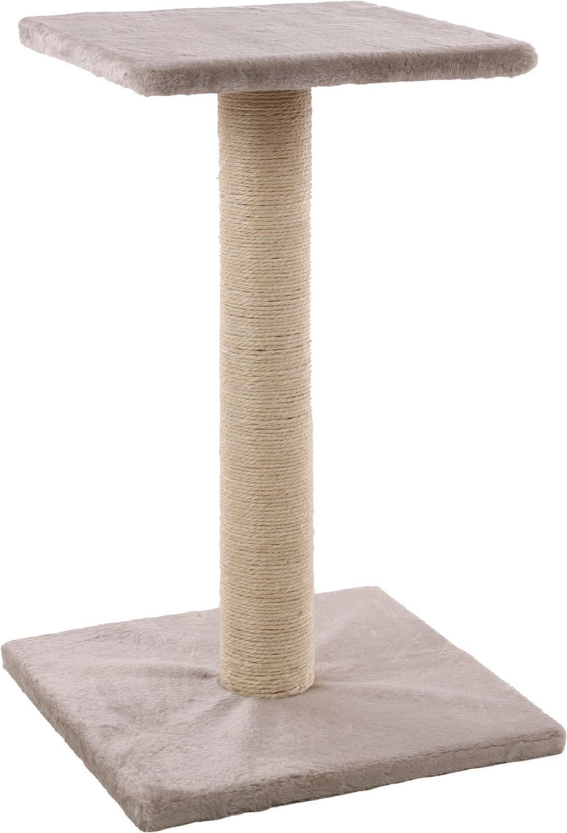 Flamingo krabpaal – scolette grijs ecru – 38x38x60 cm – compacte krabpaal met sisal touw ligplateau – krabmeubel voor kittens katten – modern design