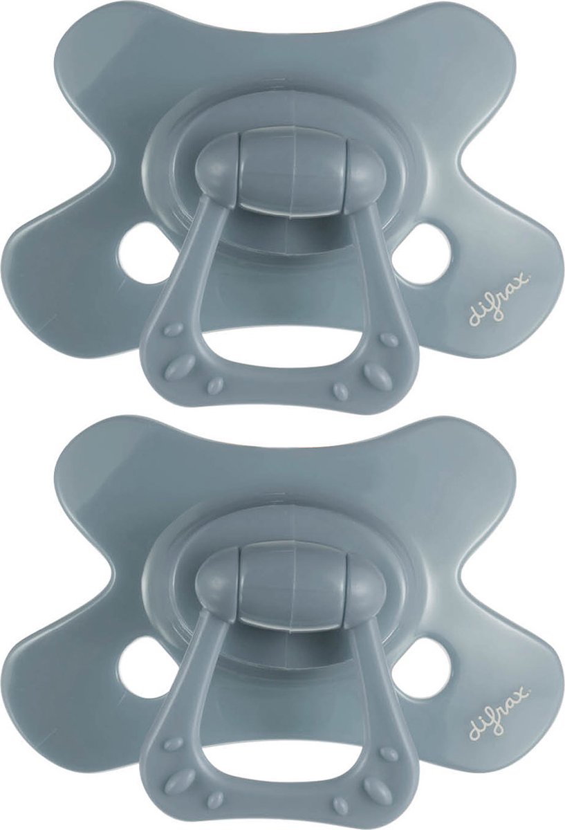 Difrax fopspeen natural - 6 tot 12 maanden - grijs - 2 stuks