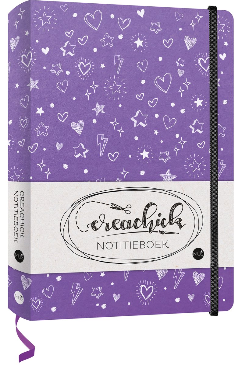Creachick notitieboek - paars - 208 pagina's - gelinieerd