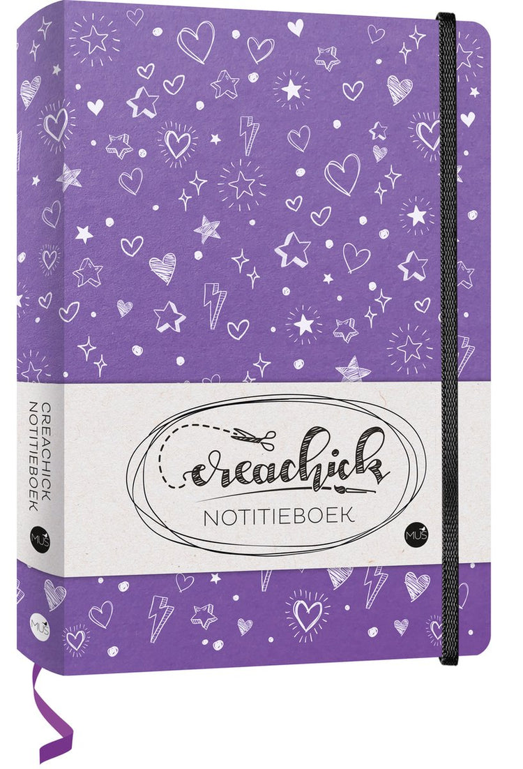 Creachick notitieboek - paars - 208 pagina's - gelinieerd