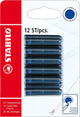 Stabilo vulpen patronen - blauw - blister met 12 stuks