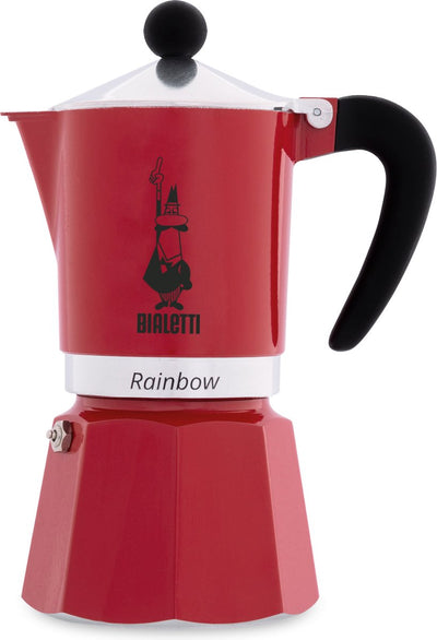 Bialetti rainbow rood percolator – 3 kops – 200 ml – authentieke italiaanse espresso maker