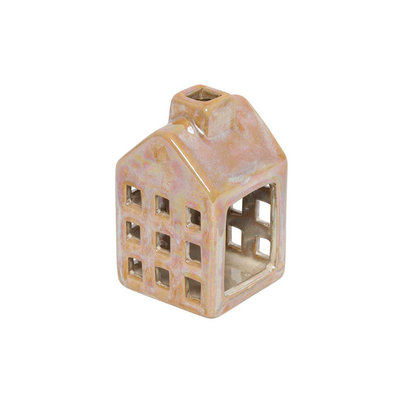 Countryfield theelicht huis s geel 6x6x10cm
