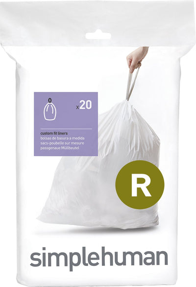 Ttp concepts simplehuman code r afvalzakken - 10 liter - 20 stuks - met trekband - wit